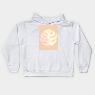 Blush cream monstera leaf Kids Hoodie